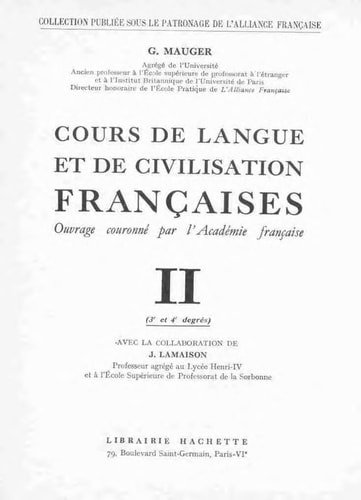 [9782010079443] Cours de langue et de civilisation françaises 3e et 4e degrés