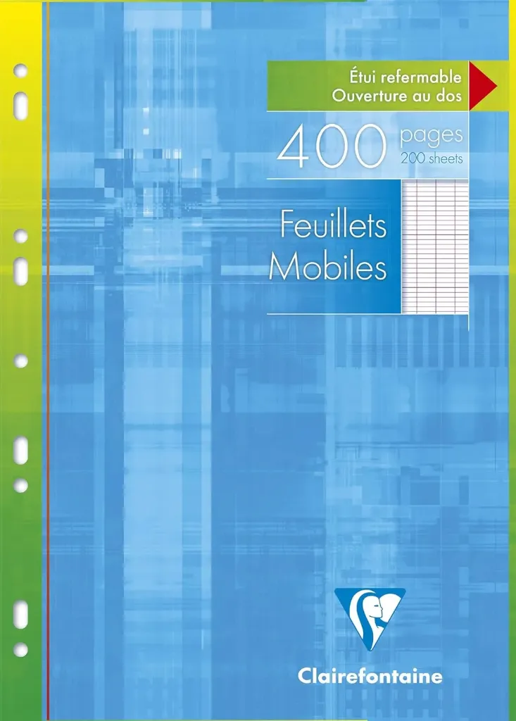 [3329680179101] Feuillets Mobiles Perforés - A4 21x29,7 cm - 400 Pages Grands Carreaux - Papier Blanc 90 g