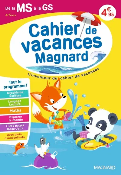 Cahier de vacances 2026, de la MS vers la GS 4-5 ans