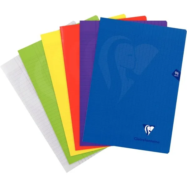 [303361C] Cahier piqué polypro 24x32cm 96p séyès coloris assortis
