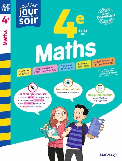 Maths 4e - Cahier Jour Soir: Conçu et recommandé par les enseignants