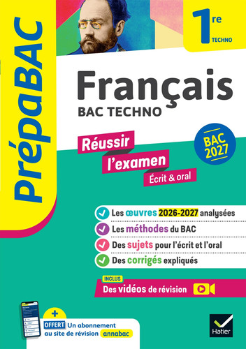 [9782401122192] Prépabac - Français 1re technologique Bac de français 2027 (écrit & oral): avec les oeuvres au programme 2026-2027