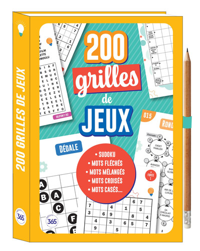 200 grilles de jeux Sudoku, mots fléchés, mots mélangés, mots croisés, mots casés... Avec un crayon offert