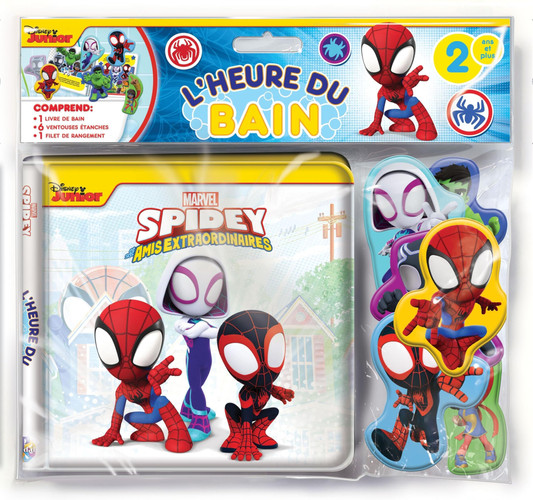 Spidey et ses amis extraordinaires : LIVRE DE BAIN DE 6 PAGES AVEC 6 VENTOUSES ET UN FILET DE RANGEMENT